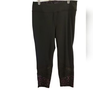 GAIAM Black Leggings with Purple and Orange Accents